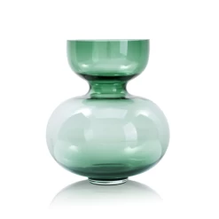 9.75βH X 8.75β GREEN GLASS DOBLE VASE