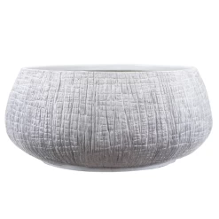 9”H X 19.5” X 15.75” WHITE POLY RESIN ZEN PLANTER