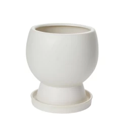 10.25"H X 9β X 8.75β WHITE CERAMIC BOSKY POT
