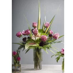 10.75”H X 4.75” CLEAR GLASS CORINTHIA VASE -Home Decor Store accent decor 1075h x 475 clear glass corinthia vas 2