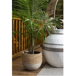 11.5”h X 12” CONCRETE REED POT WITH NATURAL ROPE -Home Decor Store accent decor 115h x 12 concrete reed pot with natu 3