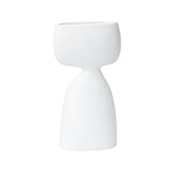 11.5”H X 6” X 2.25” WHITE CERMAMIC NADIR VASE