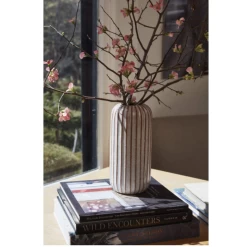 11”H X 5’ OFF-WHITE CERAMIC FAULT LINE VASE -Home Decor Store accent decor 11h x 5 off white ceramic fault line 2