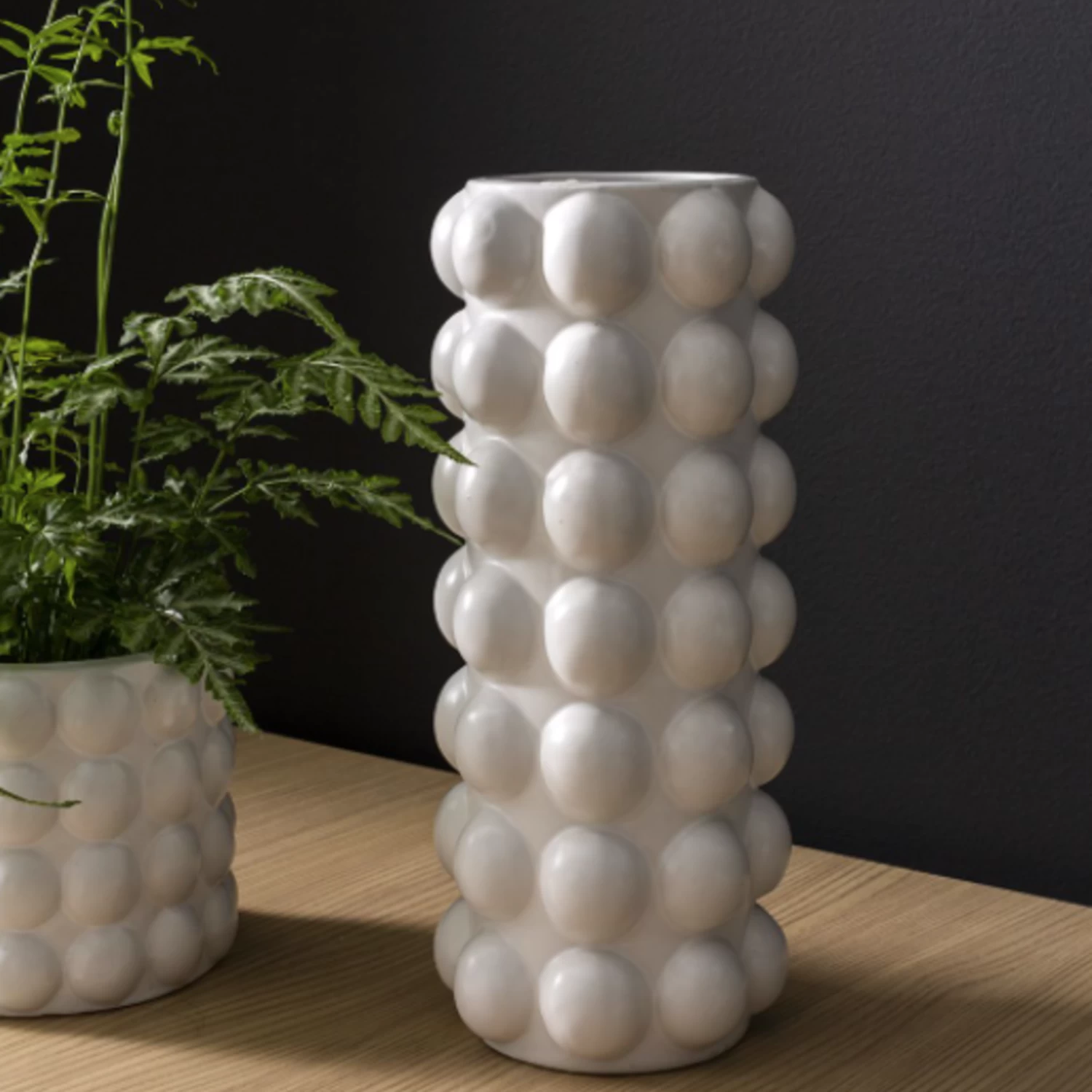 12.25”H X 4.25” WHITE CERAMIC VASE BUBBLE COLLECTION (AD) 2 12.25”H X 4.25” WHITE CERAMIC VASE BUBBLE COLLECTION (AD) - Image 2