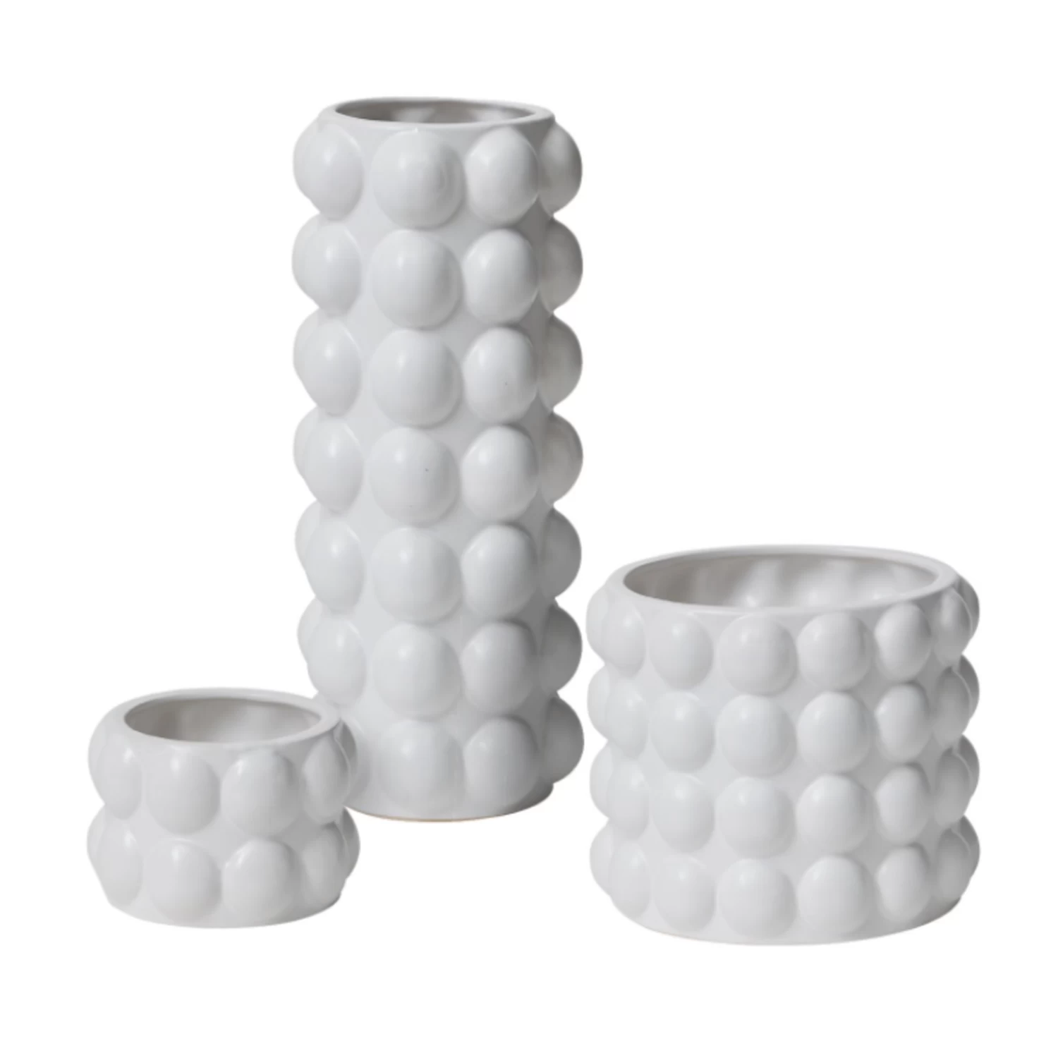 12.25”H X 4.25” WHITE CERAMIC VASE BUBBLE COLLECTION (AD) 3 12.25”H X 4.25” WHITE CERAMIC VASE BUBBLE COLLECTION (AD) - Image 3