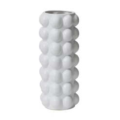 12.25”H X 4.25” WHITE CERAMIC VASE BUBBLE COLLECTION (AD)