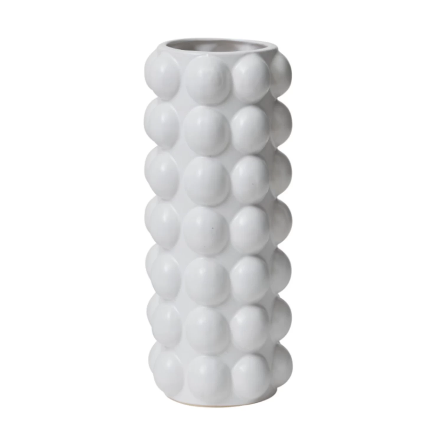 12.25”H X 4.25” WHITE CERAMIC VASE BUBBLE COLLECTION (AD) 1 12.25”H X 4.25” WHITE CERAMIC VASE BUBBLE COLLECTION (AD)