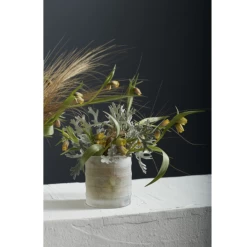 12.5”H X 4.25” WHITE FROSTED GLASS KYRENIA VASE -Home Decor Store accent decor 125h x 425 white frosted glass kyreni 2