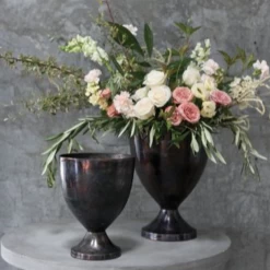 12.5”H X 9.75” BURNT SILVER ARSENAL METAL URN (AD) -Home Decor Store accent decor 125h x 975 burnt silver arsenal metal 3