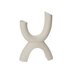 12”H X 8.5” X 1.5” IVORY CERAMIC NEXUM BUDVASE