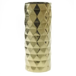 13.5”H X 5.25” ARCHITECT GOLD CERAMIC VASE(AD)