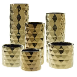 13.5”H X 5.25” ARCHITECT GOLD CERAMIC VASE(AD) -Home Decor Store accent decor 135h x 525 architect gold ceramic vas 3