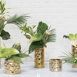 13.5”H X 5.25” ARCHITECT GOLD CERAMIC VASE(AD) -Home Decor Store accent decor 135h x 525 architect gold ceramic vas 4