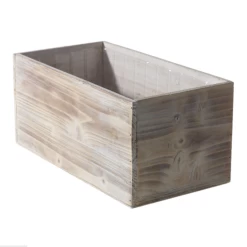 13.5”L X 6”h X 7” WHITE WASH WOODLAND PLANTER