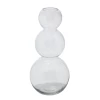 13”H X 5.75” CLEAR GLASS TREBLE STACKED VASE