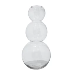 13”H X 5.75” CLEAR GLASS TREBLE STACKED VASE