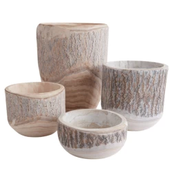 15.5”H X 12.5” NATURAL ELMWOOD PLANTER WOOD -Home Decor Store accent decor 155h x 125 natural elmwood planter wo 2