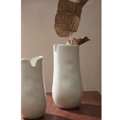 15.75”H X 7.25” OFF-WHITE CERAMIC CALDERA VASE -Home Decor Store accent decor 1575h x 725 off white ceramic caldera 2