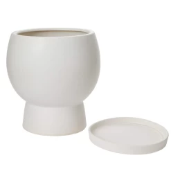 15”H X 14” X 12” WHITE CERAMIC BOSKY POT -Home Decor Store accent decor 15h x 14 x 12 white ceramic bosky pot 2