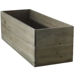 18.25β X 6.5β X 5.75βH WHITE WASH LOW RECTANGLE WOODLAND PLANTER (AD)