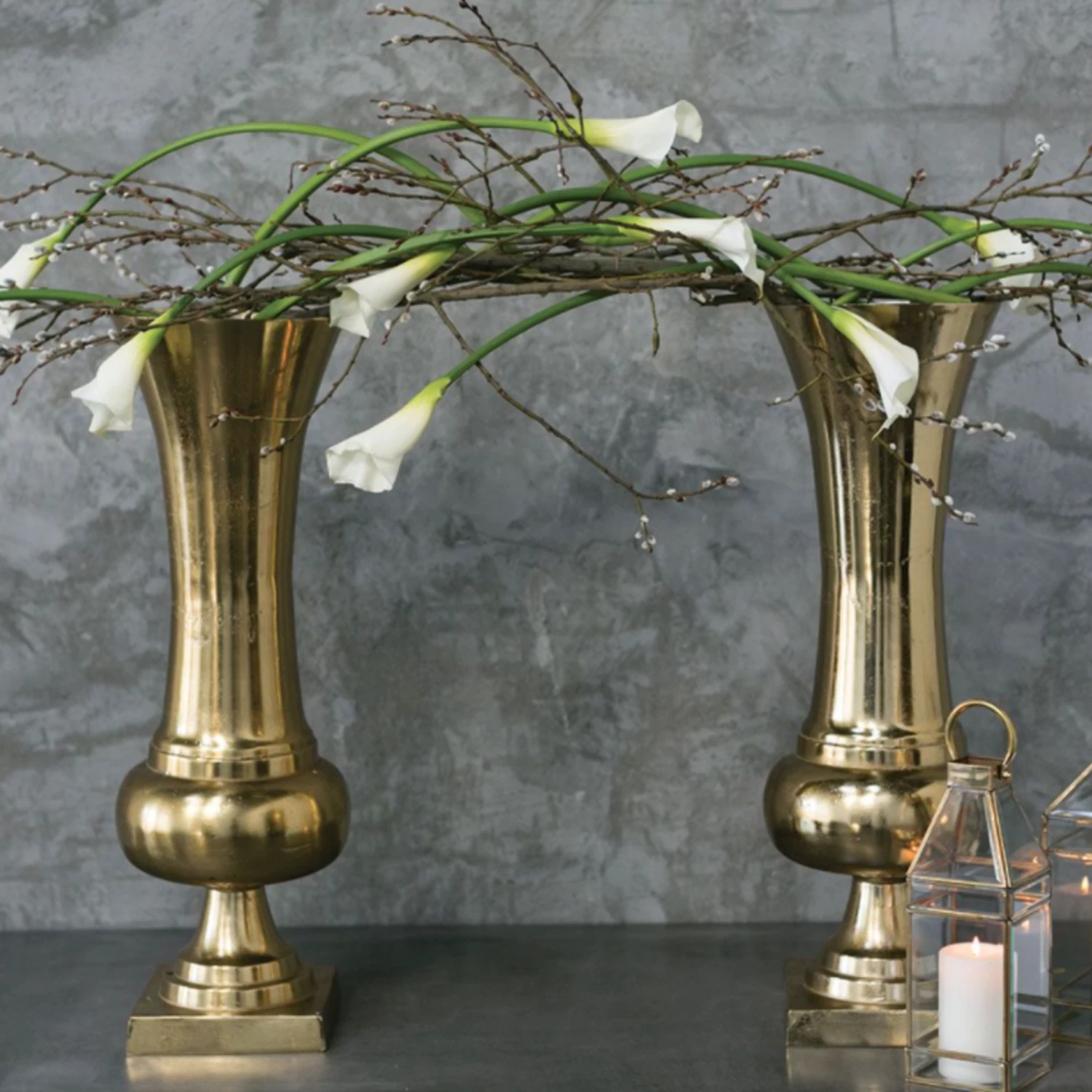 32.25"h X 10.25 GOLD METAL MAJESTY VASE 2 32.25"h X 10.25 GOLD METAL MAJESTY VASE - Image 2
