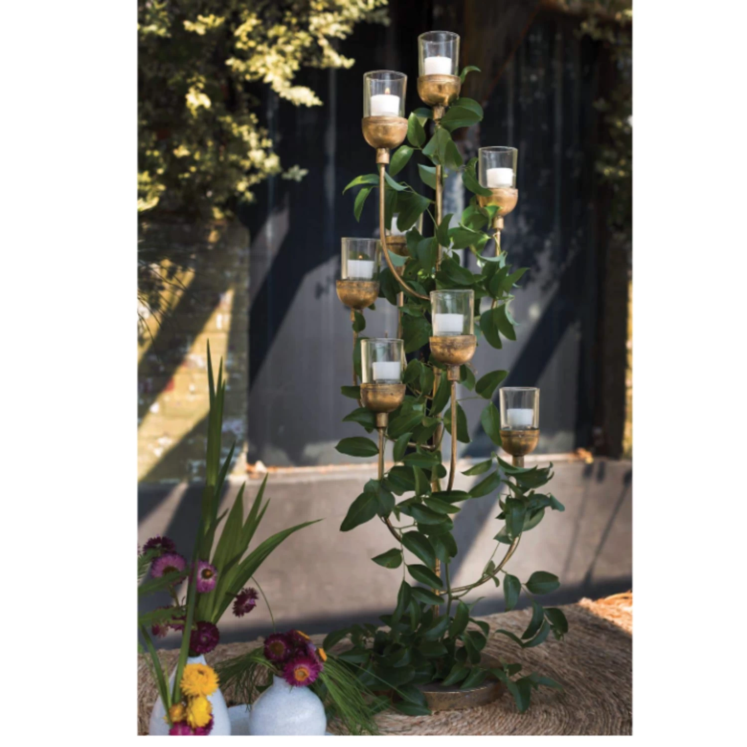 36.25”h X 12” ANTIQUE GOLD HILDA CANDLE HOLDER 2 36.25”h X 12” ANTIQUE GOLD HILDA CANDLE HOLDER - Image 2