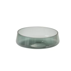 3”h X 8.5” GREEN ONDA GLASS LOW BOWL/CYLINDER