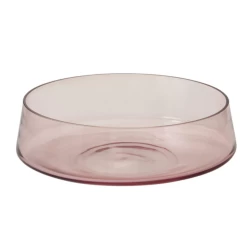 4”H X 12.5” PINK ONDA GLASS LOW BOWL/CYLINDER
