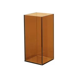 5.25”H X 3.75” X 3.75” AMBER GLASS FOREVER CANDLE REFLECTION MYRIAD CANDLE HOLDER VASE