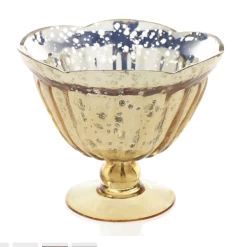 5.25"h X 6" GOLD CARRAWAY GLASS COMPOTE (AD)