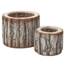 5.5"h X 6.5" WOOD PINEFROST POT 5 5.5"h X 6.5" WOOD PINEFROST POT -Home Decor Store accent decor 55h x 65 wood pinefrost pot 2