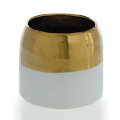 5.75'' X 5’' WHITE AND GOLD CLAIRE POT (AD)