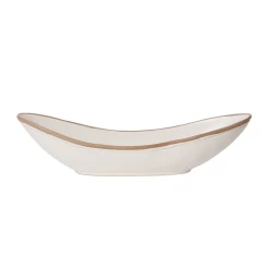 5"H X 20"LONG X 5.5" WHITE CERAMIC BOAT KELYFOS BOWL