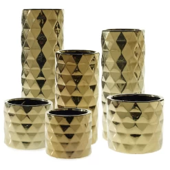 5”H X 5.75” GOLD CERAMIC ARCHITECT POT (AD) -Home Decor Store accent decor 5h x 575 gold ceramic architect pot a 2