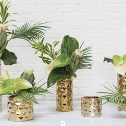 6.25”H X 7” GOLD CERAMIC ARCHITECT POT (AD) -Home Decor Store accent decor 625h x 7 gold ceramic architect pot a 3