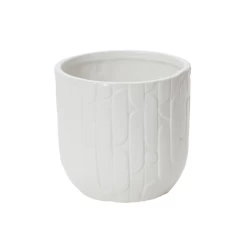 6.5” X 6.5” WHITE CERAMIC CYLINDER WINSLOW POT/VASE