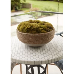 6.5”H X 14” CONCRETE REED BOWL WITH NATURAL ROPE -Home Decor Store accent decor 65h x 14 concrete reed bowl with natu 2