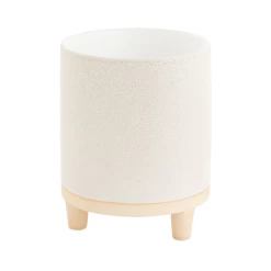 6.75”H X 5.5” WHITE DELRAY FOOTED POT (AD)