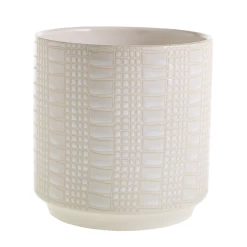 6.75”H X 6.5” WHITE ZATI POT