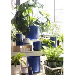 6.75”H X 7” BLUE CERAMIC KENDALL POT/VASE -Home Decor Store accent decor 675h x 7 blue ceramic kendall pot vas 2