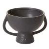6.75”H X 8.25” X 9.25” BLACK CERAMIC MITLA FOOTED COMPOTE