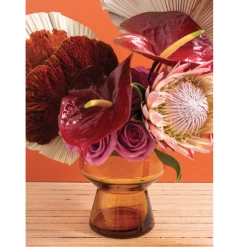 6.75”X 6” AMBER BROWN PEDESTAL GLASS BRIONY VASE -Home Decor Store accent decor 675x 6 amber brown pedestal glass bri 2