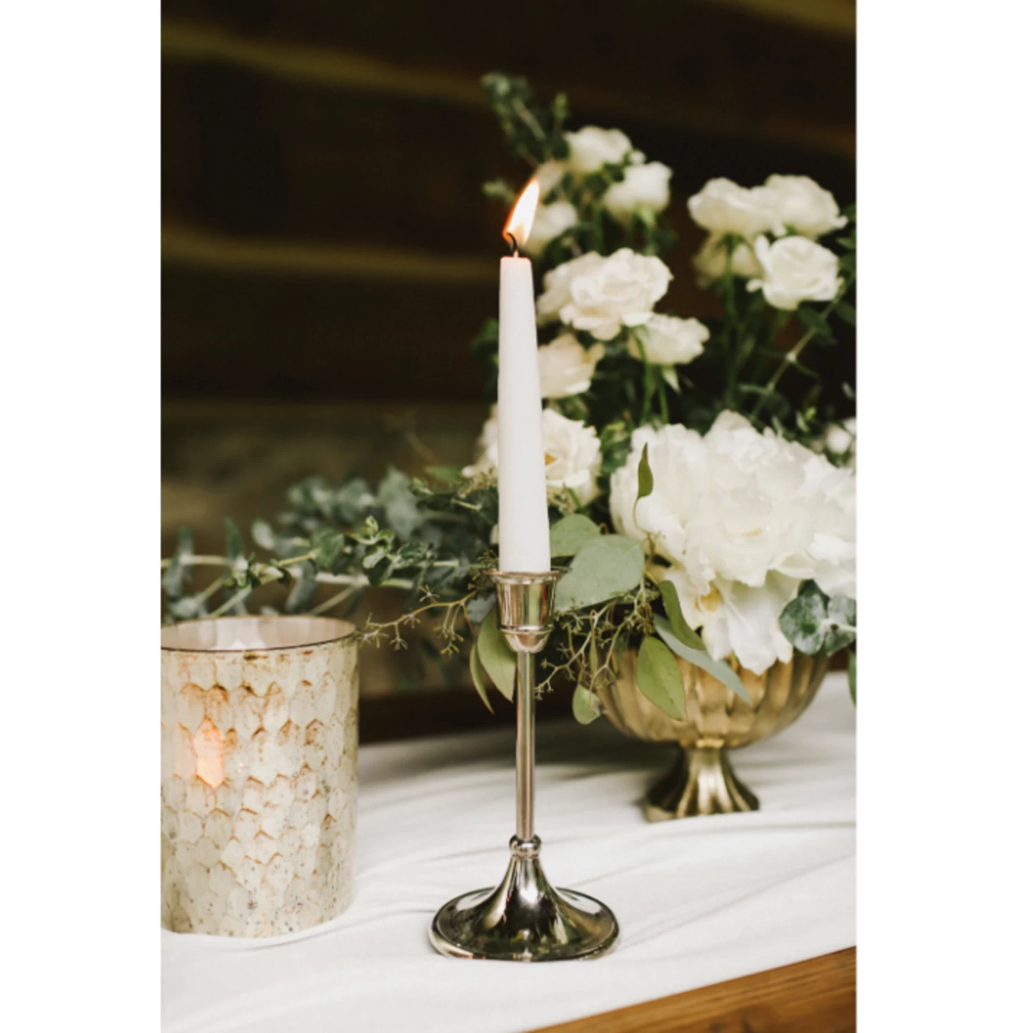 6"h X 3.25" SILVER ANTIQUE CANDLE HOLDER 2 6"h X 3.25" SILVER ANTIQUE CANDLE HOLDER - Image 2