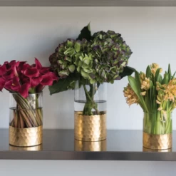 6”H X 4” GLASS WITH GOLD BOTTOM ELSA VASE -Home Decor Store accent decor 6h x 4 glass with gold bottom elsa va 3