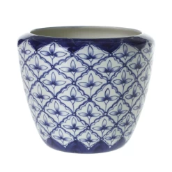 6”H X 7.25” BLUE CERAMIC ELEANOR VASE (AD)