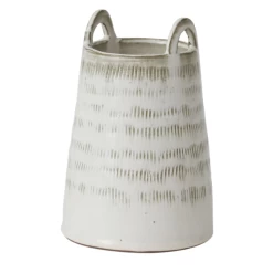 7.25”H X 5” OFF-WHTE CERAMIC LERA VASE (AD)