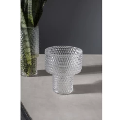 7.5”H X 6.5” CLEAR GLASS CORINTHIA VASE -Home Decor Store accent decor 75h x 65 clear glass corinthia vase 2