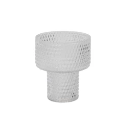 7.5”H X 6.5” CLEAR GLASS CORINTHIA VASE