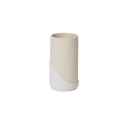 7.75”H X 4” WHITE/TAN CERAMIC LENNE POT/VASE