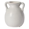 7”H X 6” WHITE TREVI VASE WITH HANDLES (AD)